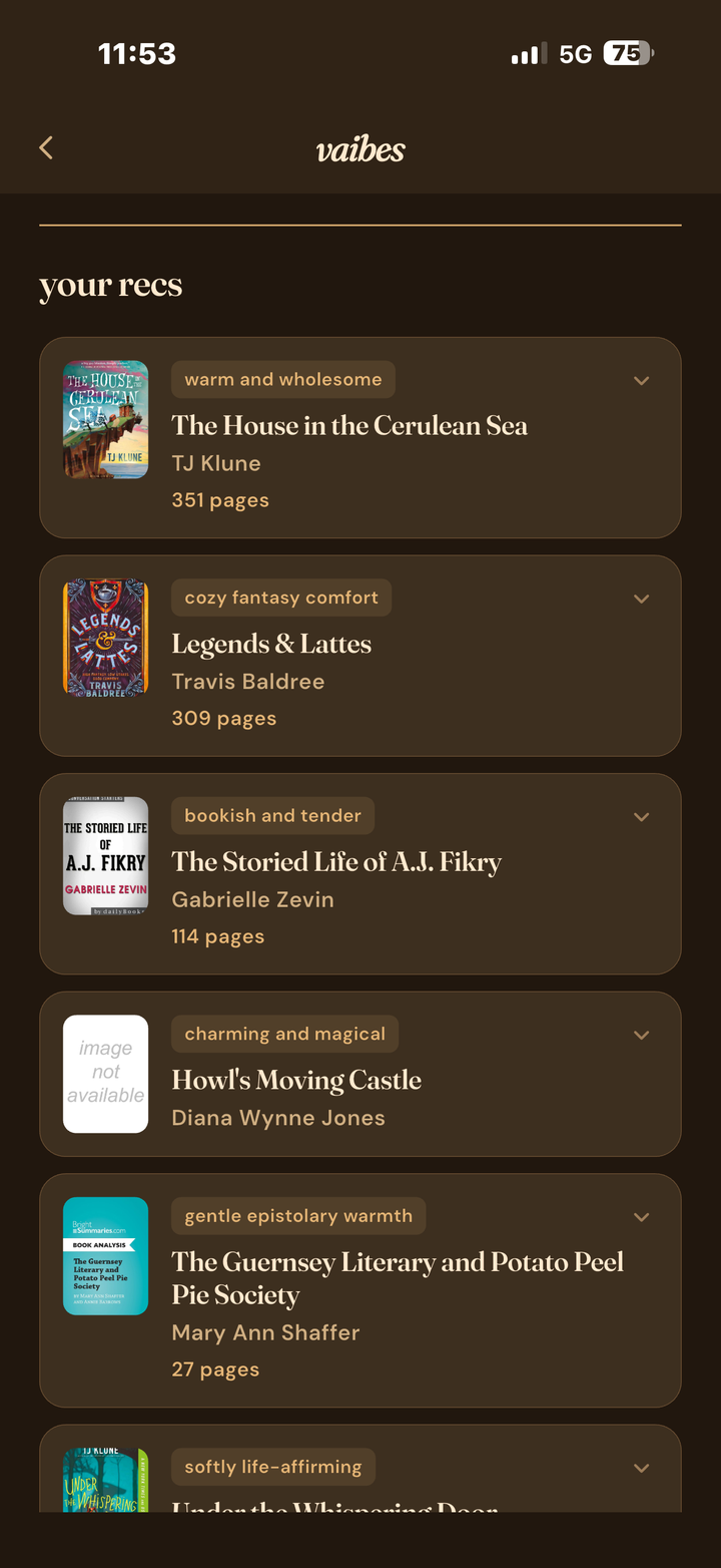 Susurr recommendations screen showing private book suggestions